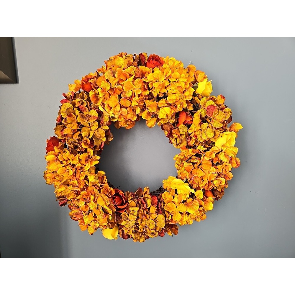 20" Fall Hydrangea Wreath Realistic Artificial Home Office Decor Looks Natural‎